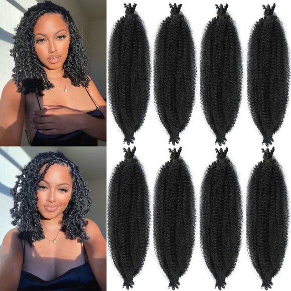 8 Packs Pre-Separated Springy Afro Twist Hair Suitable for Damaged Soft Locs Syn - Picture 1 of 8